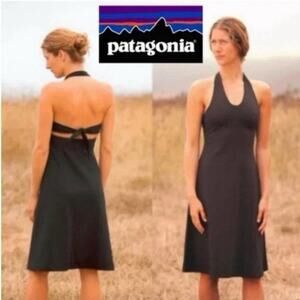 Patagonia Halter Dress – Light Blue Athletic Travel Midi Dress